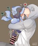 ambiguous_gender anthro big_butt bodily_fluids butt butt_squish canid canine censor_bar clothed clothed_male clothing erection eyes_closed feet foot_fetish foot_play footjob french_kissing generation_4_pokemon genitals heart_symbol hissoriing hoodie hug human human_on_anthro interspecies kissing larger_human larger_male leaning leaning_forward male male/ambiguous male_on_anthro mammal nintendo paws penis pokedex_number pokemon pokemon_(species) pokephilia riolu saliva sex side_view simple_background size_difference smaller_ambiguous smaller_anthro squish standing_on_penis tail tail_motion tailwag text topwear
