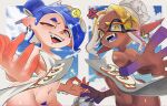 animal_humanoid aquatic aquatic_humanoid big_breasts blonde_hair blue_hair blue_pubes blush breasts cephalopod cephalopod_humanoid convenient_censorship cross-popping_vein cross_pupils dark_body dark_skin duo ear_piercing eyelashes female front_view frye_(splatoon) hair hi_res horizontal_pupils humanoid humanoid_pointy_ears inkling kizaki104 lewdssonk looking_at_viewer mollusk mollusk_humanoid navel nintendo nude octarian octoling octopus_humanoid open_mouth open_smile piercing pointy_ears pseudo_hair pubes pupils purple_tongue reaching_towards_viewer red_eyes shiver_(splatoon) small_breasts smile splatoon squid_humanoid tan_body tan_skin tentacle_hair tentacles thick_thighs tongue wide_hips yellow_eyes