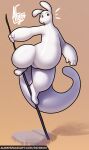 2025 3_toes 4_fingers absurd_res alwaysfaceleft ambiguous_anthro ambiguous_gender anthro balancing bar_emanata belly big_tail biped black_eyes brown_background brown_nose colored digital_media_(artwork) emanata featureless_crotch feet fingers front_view full-length_portrait fur glistening glistening_body glistening_fur hi_res holding_melee_weapon holding_object holding_polearm holding_spear holding_weapon huge_tail light lighting looking_at_viewer mammal melee_weapon monotone_body monotone_fur monotone_tail nude nude_ambiguous nude_anthro open_mouth overweight overweight_ambiguous overweight_anthro polearm portrait pose rain_world rock shaded signature simple_background slugcat solo spear standing survivor_(rain_world) tail thick_tail thick_thighs toes videocult weapon white_body white_ears white_fur white_tail