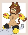 2026 allewdbruh anthro areola black_clothing black_legwear black_nose black_thigh_highs breasts brown_areola brown_body brown_eyebrows brown_fur brown_hair brown_nipples brown_tail clothing digital_media_(artwork) domestic_cat duo eyebrows eyelashes eyewear eyewear_on_head felid feline felis female female_on_top female_penetrated front_view fur gameoverse genitals glitch_productions goggles goggles_on_head hair hi_res human kit_bodega legwear male male/female male_penetrating male_penetrating_female mammal navel nipples on_top penetration penile penile_penetration penis penis_in_vagina pink_eyes sex simple_background tail thick_thighs thigh_highs vaginal vaginal_penetration vulva white_background wide_hips yellow_sclera