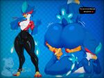 absurd_res anthro athletic athletic_anthro athletic_male back_muscles beak big_butt black_bottomwear black_clothing black_pants blue_body blue_feathers bottomwear butt claws clothed clothing dialogue emmet_twunks english_text feather_hair feathers feet flirting generation_9_pokemon hi_res jacket laugh looking_at_viewer male muscular muscular_thighs nintendo nude open_clothing open_jacket open_topwear pants pecs pokemon pokemon_(species) pose pseudo_hair quaquaval red_body red_claws red_clothing red_feathers red_jacket red_topwear shirtless_male sitting solo tail talons text tight_bottomwear tight_clothing tight_pants toes topwear twunk white_body white_feathers