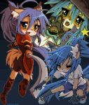 2026 5_claws 5_fingers :3 ahoge alternate_costume alternate_species anthro armor artist_name asian_clothing athletic_wear big_eyes blue_hair blush bottomwear brown_body brown_fur butt canid canine claws clothed clothed_anthro clothed_female clothing cute_fangs digital_media_(artwork) dipstick_ears dipstick_tail dithering ear_markings east_asian_clothing eyebrows fangs female female_anthro finger_claws fingers footwear fox fully_clothed fully_clothed_anthro fully_clothed_female fur furgonomic_topwear furgonomics furrification glistening glistening_eyes gloves gloves_(marking) green_eyes gym_bottomwear gym_shorts hair handpaw handwear hi_res holding_melee_weapon holding_object holding_sword holding_weapon inner_ear_fluff iris japanese_clothing japanese_school_uniform kemono konata_izumi long_socks looking_at_viewer lucky_star mammal markings melee_weapon mole_(marking) multicolored_body multicolored_ears multicolored_fur multiple_poses one_eye_closed open_:3 open_mouth open_smile orange_body orange_fur orange_tail pauldron pawpads paws pixel_(artwork) pointy_ears pose prick_ears pupils school_uniform serafuku shaded shirt shoes shorts smile socks solo sword tail tail_markings teeth text topwear tuft uniform wakazhi weapon white_body white_clothing white_fur white_inner_ear_fluff white_sclera white_shirt white_tail_tip white_topwear