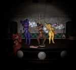 3d_(artwork) animatronic anthro avian bear bird bonfie_(cryptiacurves) bonnie_(fnaf) box canid canine chica_(fnaf) chicken chiku_(cryptiacurves) container crossgender digital_media_(artwork) female fexa_(cryptiacurves) five_nights_at_freddy's food fox foxy_(fnaf) freddy_(fnaf) fredina's_nightclub frenni_(cryptiacurves) galliform group lagomorph leporid machine mammal mtf_crossgender nude phasianid pizza pizza_box pose rabbit robot scottgames stage