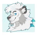 anthro blue_body blue_eyes blue_scales character_request crocodile crocodilian felid fur grey_body grey_fur headshot_portrait hi_res hybrid male mammal noodlethings pantherine portrait reptile scales scalie smile smiling_at_viewer solo tiger white_body white_fur