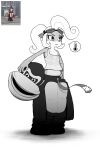 2:3 absurd_res accessory activision anthro ape bandicoot blonde_hair bodily_fluids breasts clothed clothing coco_bandicoot cosplay costume crash_bandicoot_(series) donkey_kong_(character) donkey_kong_(series) eyewear female fur goggles gorilla greyscale hair hand_on_hip haplorhine heat_(temperature) hi_res holding_mask mammal marsupial mascot_costume monochrome monotone_background multicolored_body multicolored_fur necktie nintendo nipple_slip nipples nipples_through_clothes off_shoulder photo_reference primate reference_image reference_inset shaded simple_background small_breasts solo sweat three-quarter_view tired topwear translucent translucent_clothing wet wet_clothing white_clothing white_topwear wtperv