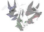 3_heads anthro blue_light bodily_fluids canid canid_demon canine canis cerberus demon ear_piercing ear_ring european_mythology fangs greek_mythology green_eyes green_light group headshot_portrait hellhound male mammal monochrome multi_head mythological_canine mythological_creature mythology neck_tuft pacheco piercing portrait red_light ring_piercing saliva saliva_string shadow sketch teeth trio tuft wolf