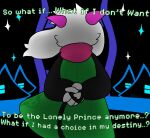 2025 anthro apollysabyss bovid caprine clothing darkner deltarune digital_media_(artwork) english_text eyewear female fur glasses goat green_clothing green_eyewear green_glasses green_sweater green_topwear horn mammal pink_eyes pink_horn pink_ribbon pink_scarf ralsei scarf solo sweater text topwear trans_(lore) trans_woman_(lore) undertale_(series) white_body white_fur white_ribbon