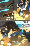 2:3 absurd_res adriana_(itssundownn) angry anthro beach black_sclera cave charybdis_(royalchomper) coin comic cross-popping_vein duo eeveelution female feral fusion garchomp generation_1_pokemon generation_3_pokemon generation_4_pokemon generation_5_pokemon generation_6_pokemon gold_(metal) gold_coin hi_res legendary_pokemon male mega_evolution mega_rayquaza multiple_panels nintendo pirate pirate_outfit pokemon pokemon_(species) pokemon_fusion red_eyes sharpedo ship slizzter stealing treasure_hoard vaporeon vehicle waking_up watercraft zekrom