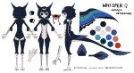 2026 5_fingers :< animal_humanoid anthro artist_name avian belly black_eyes black_wings blue_body blue_ears blue_feathers blue_hair blue_tail blue_wings character_name color_swatch countershading crescent_moon_(marking) digital_drawing_(artwork) digital_media_(artwork) english_text european_mythology feathered_tail feathered_wings feathers female female_anthro female_symbol fingers forehead_gem gem gender_symbol greek_mythology hair harpy hi_res humanoid humanoid_face jejejunum leg_spikes markings model_sheet moon_(marking) mouth_closed multicolored_wings multiple_images mythological_avian mythological_creature mythology neck_tuft nethermare open_mouth sharp_teeth simple_background solo species_name spikes spikes_(anatomy) symbol tail tan_belly tan_body tan_countershading tan_hands tan_legs teal_wings teeth text tuft whisper_(jejejunum) white_background wings