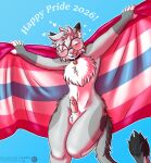 2026 animal_genitalia animal_penis anthro balls bell bent_legs blush boobfan06 chest_tuft collar colored_sketch digital_drawing_(artwork) digital_media_(artwork) dipstick_ears dipstick_tail domestic_cat ear_markings egyptian_mau erection eyewear felid feline feline_genitalia feline_penis felis femboy femboy_pride_colors flag flag_(object) fluffy fluffy_balls fluffy_hair fluffy_tail fur genitals glasses grey_body grey_fur hair happy heart_symbol holding_flag holding_object jingle_bell lgbt_pride lgbt_pride_month male mammal markings multicolored_ears nixuelle nude penile_spines penis portrait pose simple_background sketch smile solo spots tail tail_markings text three-quarter_portrait tuft
