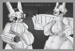 aeromorph aircraft back_wings bestdogneppy digital_media_(artwork) duo english_text female living_aircraft living_machine living_vehicle lore machine mechanical_wing monochrome obese orange_eyes overweight text vehicle weight_gain wings