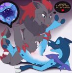 2023 2_toes 3_claws 3_fingers amphibian anthro anthro_on_anthro anthro_penetrated anthro_penetrating anthro_penetrating_anthro arm_markings astera biped black_body black_fur black_hair black_inner_ear black_nose blue_body blue_eyes blue_markings blue_nose blue_scarf blue_spots blue_tail blue_teeth blush canid canine chest_tuft claws clitoris digital_drawing_(artwork) digital_media_(artwork) duo english_text eyes_closed fan_character fangs feet female female_anthro female_penetrated fertile_lands finger_claws fingers foot_fetish foot_lick frogadier from_front_position fur generation_5_pokemon generation_6_pokemon genitals gradient_background grey_background grey_body grey_ears grey_fur grey_hair grey_inner_ear_fluff hair happy happy_sex hi_res holding_leg impregnation inner_ear_fluff interspecies interspecies_impregnation kneeling leg_markings licking licking_another licking_partner long_hair looking_at_another looking_at_partner looking_pleasured lying male male/female male_anthro male_penetrating male_penetrating_female mammal markings meraence mostly_nude multicolored_body multicolored_fur multicolored_hair multicolored_tail navel nintendo nude nude_anthro nude_female nude_male on_back open_mouth ovum penetration penile penile_penetration penis penis_in_vagina pink_clitoris pink_tongue pokemon pokemon_(species) pokemon_mystery_dungeon raised_leg red_blush red_claws red_hair red_penis scarf scarf_only semi-anthro sex simple_background small_tail smile smiling_at_another smiling_at_partner snout spike_chunsoft spots spotted_arms spotted_body spotted_legs spotted_markings tail teeth text toe_claws toes tongue tongue_out tuft two_tone_tail vaginal vaginal_penetration vulva white_body white_tail zoroark