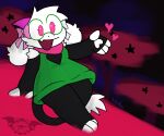 2025 6:5 anthro apollysabyss bovid caprine clothing darkner deltarune digital_media_(artwork) eyewear female footwear freckles fur glasses goat green_clothing green_eyewear green_glasses green_sweater green_topwear horn mammal open_mouth pink_eyes pink_freckles pink_horn pink_ribbon pink_scarf ralsei scarf smile socks solo sweater toeless_footwear toeless_socks topwear trans_(lore) trans_woman_(lore) undertale_(series) white_body white_fur white_ribbon