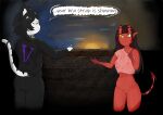absurd_res bra bra_strap bra_strap_showing_(meme) breasts cigarette clothing demon domestic_cat duo felid feline felis female female/female gore hi_res holding_cigarette holding_object humanoid mammal meme meru_(merunyaa) straps translucent translucent_clothing trimo underwear valeria_(razval)