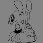  2020 alien angel_(lilo_and_stitch) antennae_(anatomy) artbro clothed clothing digital_drawing_(artwork) digital_media_(artwork) disney experiment_(lilo_and_stitch) grey_background greyscale lilo_and_stitch monochrome short_tail simple_background sitting sketch smile solo spacesuit 