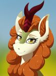  absurd_res amber_eyes asian_mythology autumn_blaze_(mlp) chinese_mythology east_asian_mythology female friendship_is_magic hair hasbro hi_res horn inner_ear_fluff kirin looking_at_viewer my_little_pony mythology orange_hair portrait smile solo tuft twotail813 yellow_eyes 