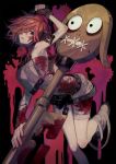 1girl a.b.a bandages blood bloody_clothes bloody_weapon green_eyes guilty_gear guilty_gear_xx key key_in_head looking_at_viewer paracelsus red_hair short_hair suzunashi weapon 