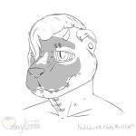  1:1 2020 ambiguous_gender andromorph_(lore) anthro black_and_white bridge_piercing cheek_piercing ear_piercing eye_tattoo facial_piercing hair headshot_portrait hi_res horn kinktober lip_piercing lutrine mammal moblie moblie_(character) monochrome mustelid neck_piercing nose_piercing piercing portrait simple_background skeleton_markings sketch solo white_background 