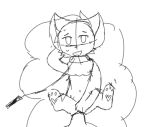  anthro bodily_fluids domestic_cat duo felid feline felis female fluffy_chest genitals leash male male/female mammal monochrome octovore pawpads penis sex strawberry_(octovore) sweat 