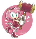  &lt;3 2017 accessory amy_rose anthro biped boots clothing dated digital_media_(artwork) dress eulipotyphlan female footwear fur gloves green_eyes hair_accessory hairband handwear hedgehog holding_object holding_weapon low_res mammal nonananana on_one_leg open_mouth open_smile piko_piko_hammer pink_body pink_fur red_clothing red_dress simple_background smile solo sonic_the_hedgehog_(series) standing weapon white_background 