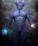  absurd_res anthro balls beard dragon dredjir elemental_(disambiguation) facial_hair fire genitals hi_res horn humanoid_genitalia humanoid_penis lightning male markings muscular muscular_anthro muscular_male navel nude penis reptile scalie smoke solo 