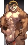  anthro balls big_balls big_muscles big_penis black_body black_claws black_fur black_glans black_nose blonde_hair blue_eyes bodily_fluids brown_body brown_fur brown_nipples canid canine canis chin_piercing claws clothing domestic_dog ear_piercing erection fur genital_fluids genitals glans hair hi_res humanoid_genitalia humanoid_hands humanoid_penis hybrid jockstrap kiasano kyo_(kiasano) looking_at_viewer lutrine male mammal matcharyu multicolored_hair muscular muscular_anthro muscular_male mustelid nipple_piercing nipples one_eye_closed penis piercing pink_tongue precum smile solo striped_body striped_fur stripes tan_body tan_fur tan_penis thick_penis tongue two_tone_hair underwear undressing vein veiny_penis wink 