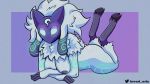  16:9 anthro bovid breadart_(artist) breasts butt caprine domestic_sheep female fur hair hi_res hooves kindred_(lol) lamb_(lol) league_of_legends lying mammal mask nipples nude riot_games sheep solo squish video_games white_body white_fur widescreen 