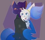  accessory anthro blush collar delphox domestic_cat duo felid feline felis girly grumpy headband hi_res hug kitsunekotaro male male/male mammal nintendo pok&eacute;mon pok&eacute;mon_(species) rune_(~hey_yo~) silly silly_face smile teeth video_games 