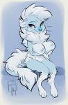  2020 4_toes 5_fingers anthro areola blue_body blue_fur blue_nose breasts digital_media_(artwork) female fingers fur hair hi_res lutrine mammal mustelid nipples reign-2004 solo toes white_body white_fur 