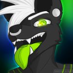  1:1 anthro canid canine canis emo fransi goth hi_res male mammal neon punk solo tongue tongue_out wolf 