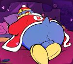  &lt;3 anthro anus avian backsack balls bed bedroom bedroom_eyes big_butt bird blush butt chubby_male clothing flippers furniture genitals hat headgear headwear hi_res king_dedede kirby_(series) lying male narrowed_eyes nintendo on_bed on_front penguin perineum presenting presenting_hindquarters robe seductive slightly_chubby solo stubby_tail torquewintress video_games 