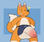  animal_crossing anthro apron balls big_balls big_penis birdvian canid canine clothing crazy_redd foreskin fox genitals hi_res male mammal nintendo open_mouth penis simple_background solo uncut vein veiny_penis video_games 