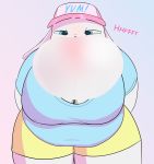  anthro belly big_belly big_breasts blissa_(dirtywater) blowing bottomwear braless breasts bubble_gum candy cleavage clothed clothing dirtywater female floppy_ears food hat headgear headwear hi_res lagomorph leporid mammal messy nipple_outline obese obese_anthro obese_female overweight overweight_anthro overweight_female rabbit shorts solo sticky trucker_hat 