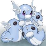  button_eyes commentary_request dratini fins gen_1_pokemon gradient gradient_background grey_background mian_(3zandora) no_humans pokemon pokemon_(creature) stuffed_animal stuffed_toy white_background 