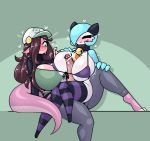  animal_humanoid big_breasts blush bodily_fluids breasts cleavage clothed clothing cum dragon dragon_humanoid duo erection female gardevoir genital_fluids genitals gynomorph gynomorph/female hi_res huge_breasts humanoid humanoid_on_humanoid intersex intersex/female limebreaker nintendo penis pok&eacute;mon pok&eacute;mon_(species) precum sex thick_thighs thigh_sex titfuck video_games 