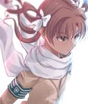  1girl astuffds brown_eyes brown_hair highres misaka_mikoto scarf school_uniform shirai_kuroko short_twintails solo sweater_vest to_aru_majutsu_no_index to_aru_majutsu_no_index:_new_testament tokiwadai_school_uniform twintails white_scarf 