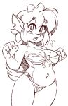  4_fingers activision anthro blush bottomwear cervid clothed clothing elora faun female fingers fur hair mammal navel notched_ear short_hair sketch slightly_chubby solo spyro_reignited_trilogy spyro_the_dragon stomach surprise text thick_thighs video_games wamudraws wide_hips 