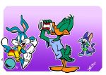  anatid anseriform anthro avian beverage bird bottomwear buster_bunny clothing domestic_cat duck felid feline felis furrball group juneduck21 lagomorph leporid male mammal mouse murid murine plucky_duck rabbit rodent shorts sportswear tiny_toon_adventures warner_brothers 