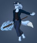  anthro canid canine canis clothing hat headgear headwear hi_res lordstormcaller male mammal solo staff wolf 