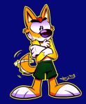 anthro bottomwear canid canine canis clothing dingo hi_res juneduck21 male mammal shorts solo tailwag 