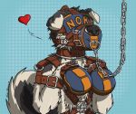  &lt;3 anthro bdsm black_nose blindfold bondage bound canid canine canis chain clothing collar domestic_dog floppy_ears fur handwear harness hi_res kemira male mammal mittens muzzle_(object) muzzled petplay roleplay solo submissive submissive_male 