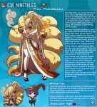  big_breasts blue_background breasts cleavage clothed clothing collar elemental_manipulation english_text female fire fire_manipulation hi_res humanoid kinkymation male multi_tail ninetales nintendo pok&eacute;mon pok&eacute;mon_(species) pok&eacute;mon_humanoid pok&eacute;morph simple_background smoking text video_games 