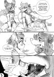  anthro bodily_fluids canid canine comic didelphid english_text female female_prey fox hi_res imminent_vore male male_pred mammal marsupial monochrome mouth_shot oral_vore saliva text tongue uvula verybatty vore 