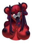 2020 anthro areola black_sclera breasts digital_media_(artwork) female hair hi_res kuroame nipples open_mouth red_eyes red_hair simple_background solo teeth tongue white_background 