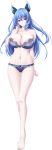  1girl absurdres aoe_mai areolae bangs bare_arms bare_legs bare_shoulders barefoot blue_hair blue_nails bow bow_bra bow_panties bra breasts choco_chip cleavage closed_mouth collarbone fingernails hair_ornament hand_on_own_cheek hand_up head_tilt highres large_breasts long_hair mama_x_holic nail_polish pale_skin panties purple_eyes shiny shiny_hair shiny_skin solo strapless strapless_bra thighs toes transparent_background underwear underwear_only 