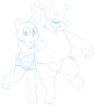  2020 angus_delaney anthro belly bulge canid canine celestial clothed clothing digital_media_(artwork) duo eyewear fox glasses gregg_lee hi_res jockstrap male male/male mammal monochrome moobs night_in_the_woods overweight partially_clothed simple_background sketch underwear ursid video_games white_background 