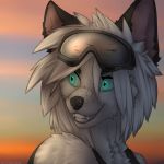  anthro black_body black_fur blue_eyes canid canine clenched_teeth clothed clothing fangs female fox fur hair hi_res mammal open_mouth open_smile simple_background smile solo tasha_lisets tashalisets teeth white_body white_fur white_hair 