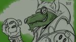  16:9 2020 4_fingers anthro claws cloak clothed clothing eyewear eyewear_on_head facial_hair finger_claws fingers fur goatee goggles goggles_on_head green_background green_body green_fur grin hi_res league_of_legends looking_at_viewer male mammal monochrome murid murine narrowed_eyes open_mouth rat riot_games rodent simple_background smile solo sterlingrizzly teeth twitch_(lol) video_games whiskers white_background widescreen 