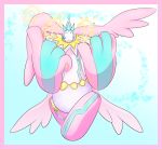  2019 ambiguous_gender anthro big_hands blue_background blue_eyes cherubimon cherubimon_(good) cherubimon_(good)_x digimon digimon_(species) digital_drawing_(artwork) digital_media_(artwork) featureless_crotch girly gradient_background horus_(horusla) horusla long_ears looking_at_viewer one_eye_closed simple_background solo wink 