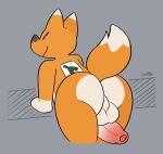  animal_crossing anthro backsack balls birdvian butt canid canine crazy_redd foreskin fox genitals hi_res male mammal nintendo penis presenting simple_background solo sticker uncut video_games 